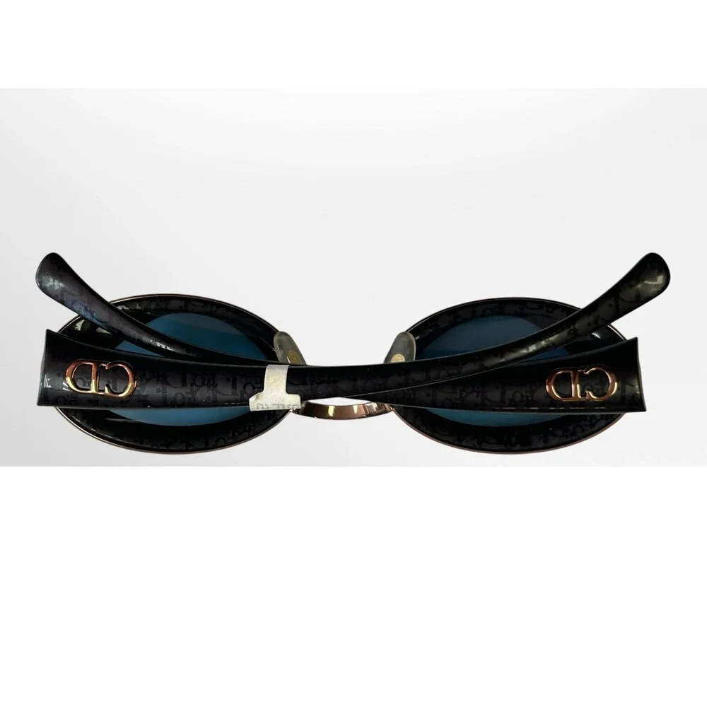 VTG Christian Dior Pin-Up Sunglasses Black Gold Oblique Monogram Oval Wrap